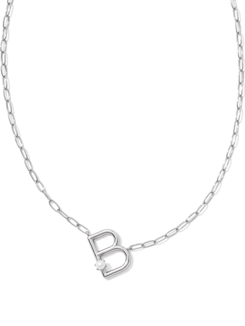 Kendra Scott Pearl Letter B Pendant Necklace in Silver